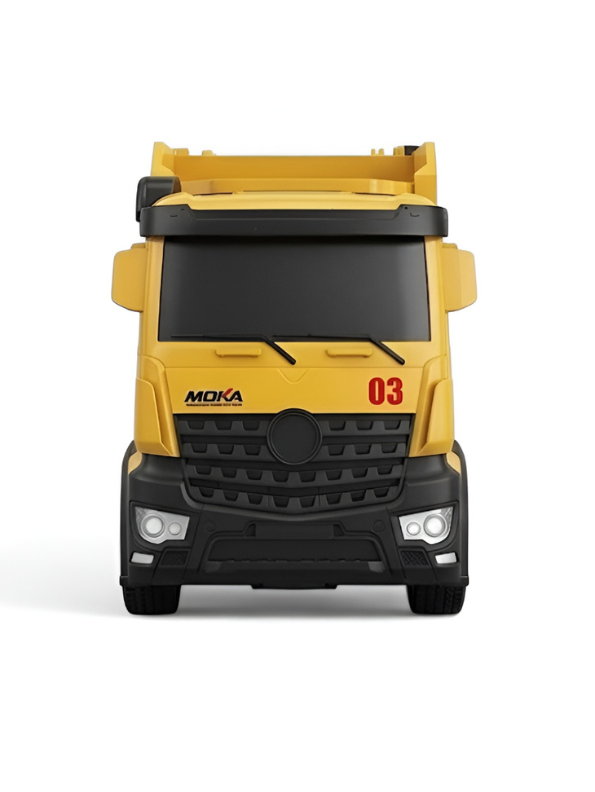 Yellow Remote Control Garbage Truck –  2.4GHz RC Sanitation Truck with Lights & Rechargeable Battery TV5680.