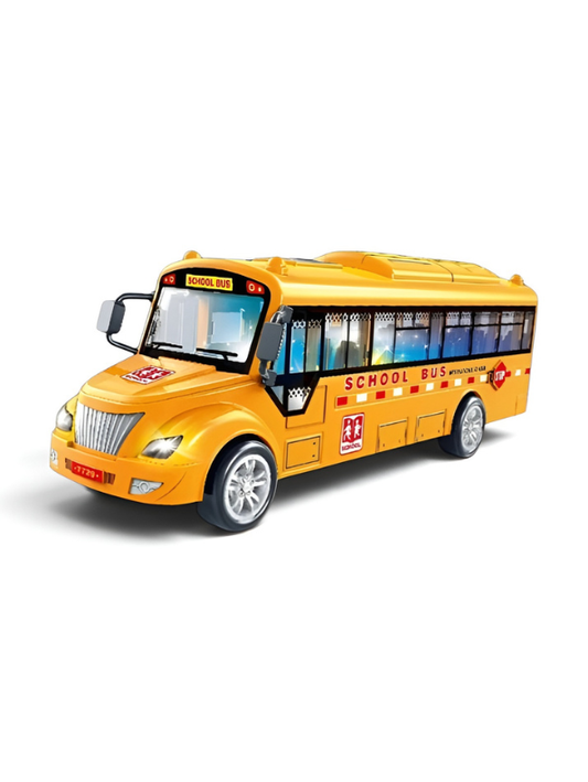Yellow School Bus Toy for Kids – 15cm Friction Powered Pull-Back Vehicle MD597