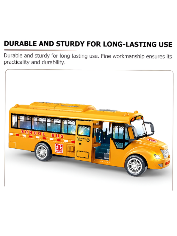 Yellow School Bus Toy for Kids – 15cm Friction Powered Pull-Back Vehicle MD597