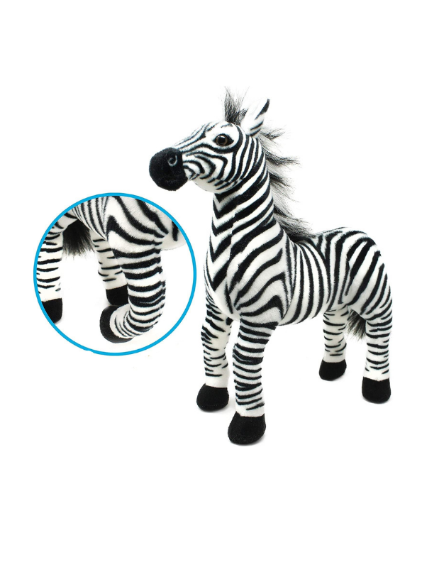 Zebra Plush Toy 40cm - Lifelike Stuffed Animal with Realistic Mane and Stripes ST14981.