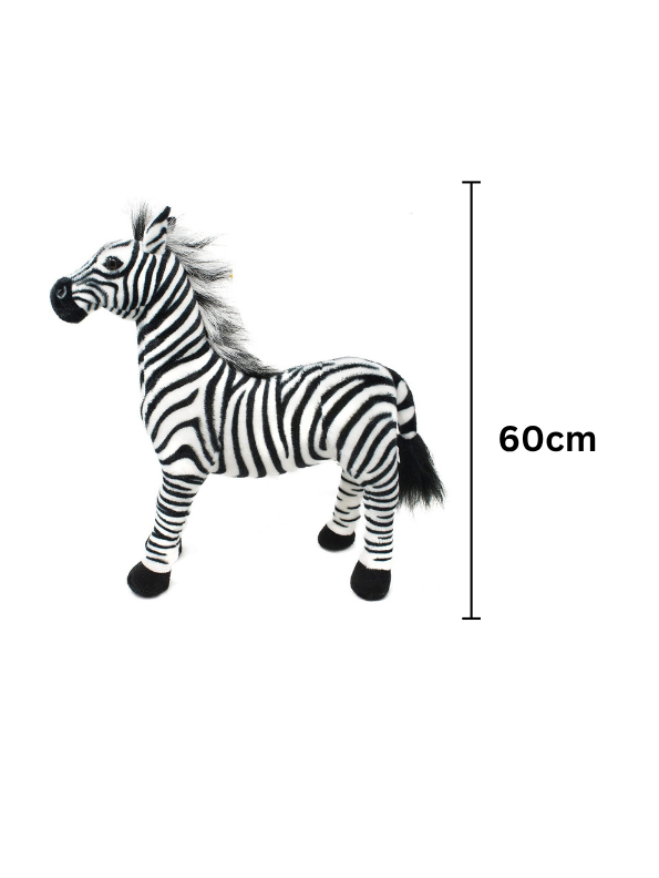Zebra Plush Toy 60cm - Lifelike Stuffed Animal with Realistic Mane and Stripes ST14982.