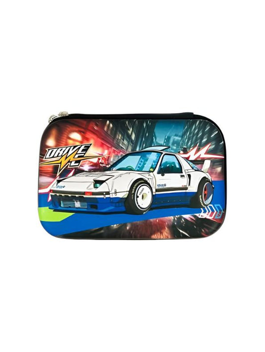 Silver - ZoomRide – Drive Car Theme Pouch for Kids | Single Chain Blister Pencil Case | Fun & Fast Stationery Bag NOV7982.