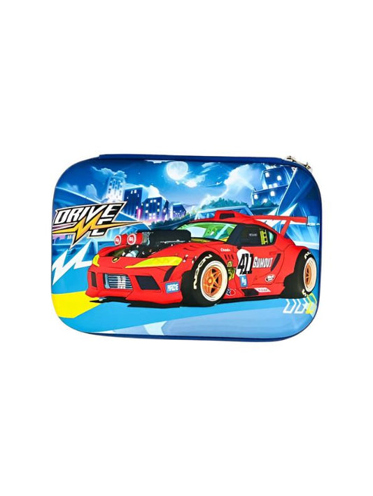 Red - ZoomRide – Drive Car Theme Pouch for Kids | Single Chain Blister Pencil Case | Fun & Fast Stationery Bag NOV7982.