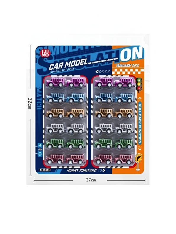 Zoomies – 12-Piece Pull Back Car Toy Set, Mini Car Models for Kids LMI15677.