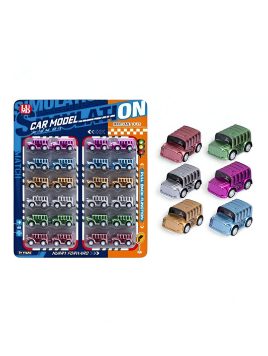 Zoomies – 12-Piece Pull Back Car Toy Set, Mini Car Models for Kids LMI15677.