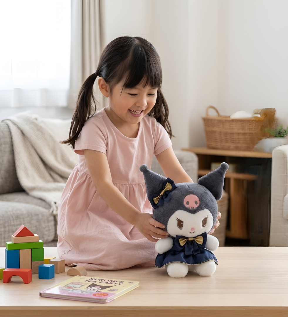 Sanrio Kuromi 10-Inch Plush Toy – Elegant Navy Blue & Gold Dress Edition – Soft Collectible Stuffed Animal for Kids ST16644