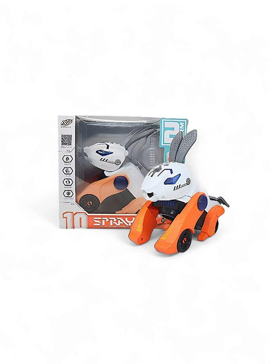 Rabbit Robot Electric Spray Light Music Cool Toy Car - Orange (L-107) - Toyloft