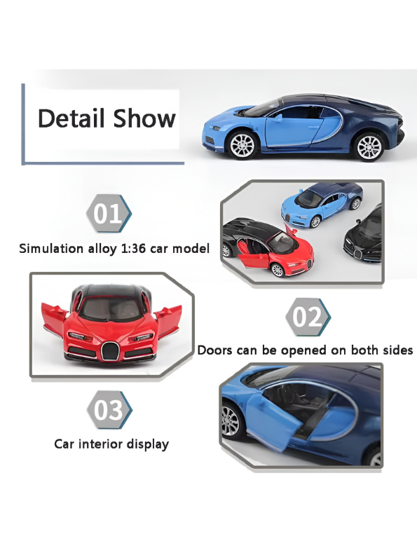 Die-Cast Supercar Collection – Bugatti Chiron & Lamborghini Centenario Model Cars with Openable Doors & Pull-Back Action | 1:36 Scale Premium Metal Die-Cast Toy Vehicles LMI12858
