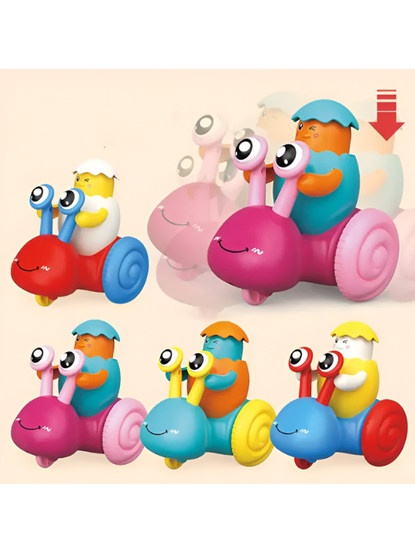 Blue - Push and Go Snail Toy with Winking Egg Rider | Rolling Baby & Toddler Motor Skills Toy LMI12712