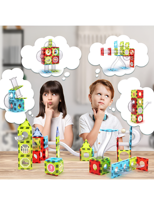 Magnetic Blocks Marble Run Building Block Set - 156 PCS MUSIC TOY LEGO Set - STEM Educational Ball Track for Kids  TV1139