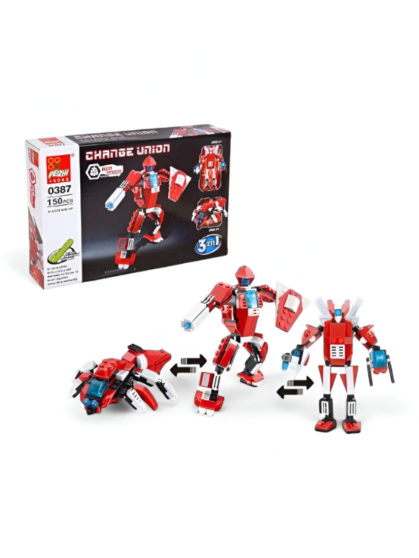 Red - Change Union 3-in-1 Transforming Robot LEGO Set | Blue Mecha Building Blocks Toy (150 Pcs) TV4834