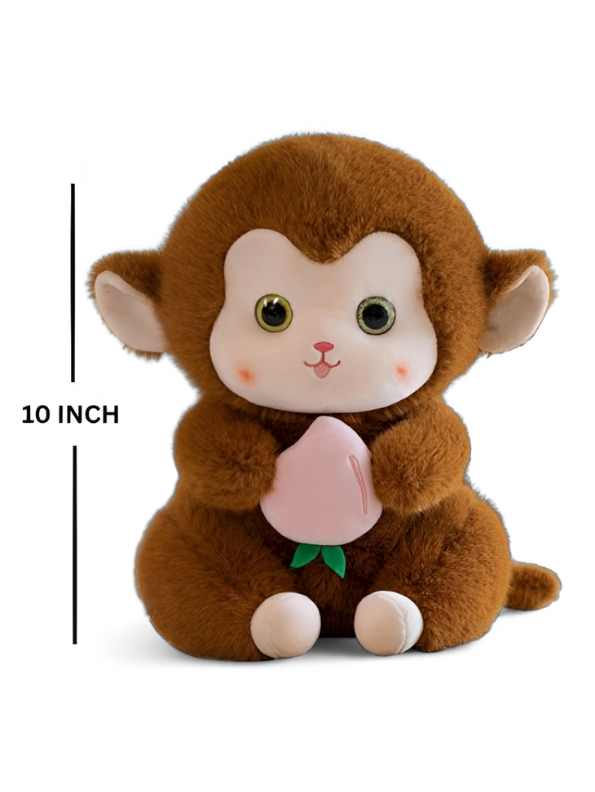 Brown - Cute Plush Monkey Stuffed Animal with Peach - Super Soft Toy Gift for Kids & Baby LMI14143