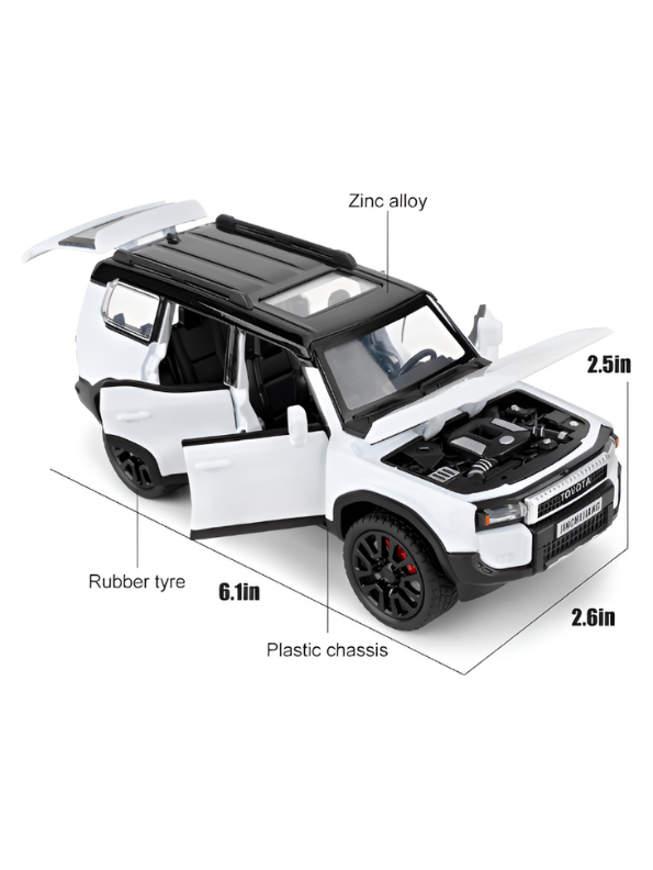 White Toyota Land Cruiser Prado Diecast Metal SUV Model | Pullback with Sound & Light Scale 1:32 TV5799