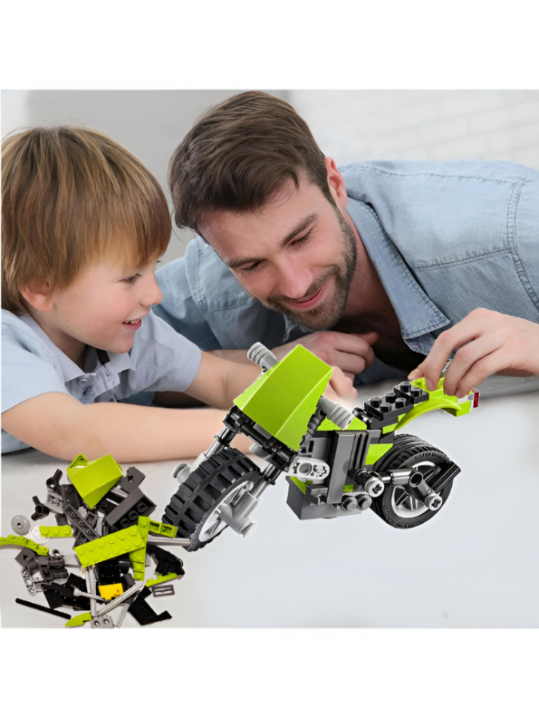 3-in-1 Highway Cruiser Motorcycle Building Block Set - 129 PCS ARCHITECT Chopper LEGO Set - Vehicle Model Toy for Ages 8+ TV867