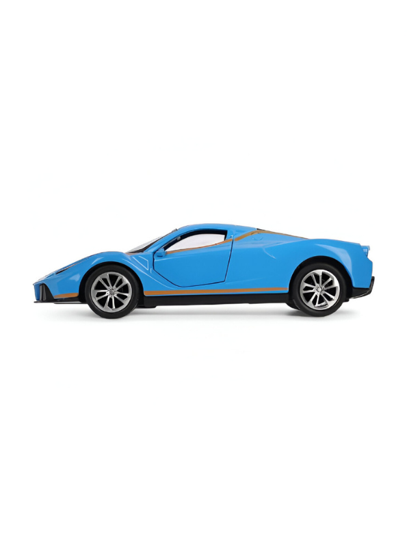 Blue Ferrari LaFerrari Toy Car 1:28 Scale for Kids & Adults | Premium Pull Back Action Model LMI14892