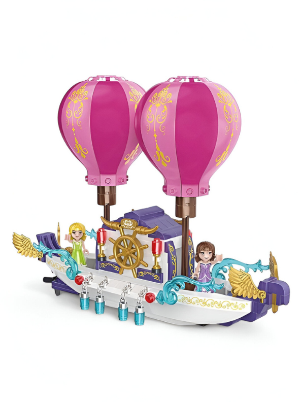Fairy Tale Hot Air Balloon Boat Building Block Set - 358 PCS Fantasy LEGO Set - Princess Flying Ship Toy for Girls TV942