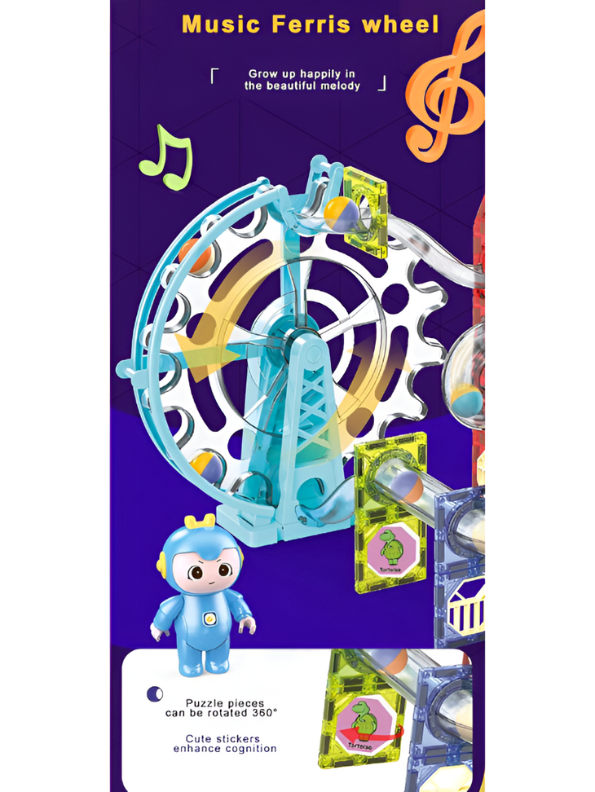 Magic Magnetic Blocks Marble Run Building Block Set - 109 PCS Ferris Wheel & MUSIC TOY LEGO Set - STEM Educational Toy TV1137