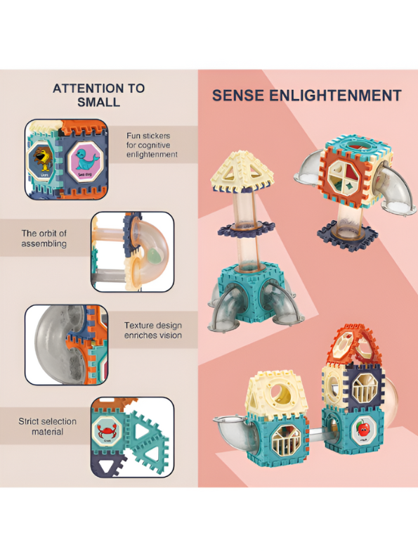 Marble Run Blocks Track Building Block Set - 110 PCS STEM Science Toy LEGO Set - Educational Ball Maze for Kids TV2119