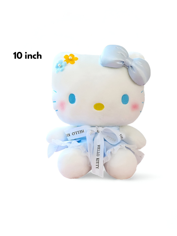 Hello Kitty Plush Toy 10 Inch – Cute Soft Doll with Blue Dress & Bow LMI15433.