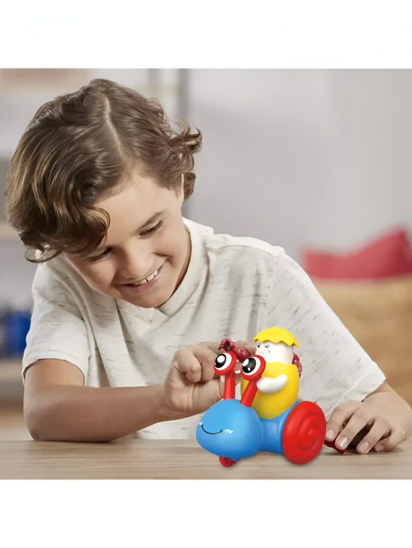 Blue - Push and Go Snail Toy with Winking Egg Rider | Rolling Baby & Toddler Motor Skills Toy LMI12712
