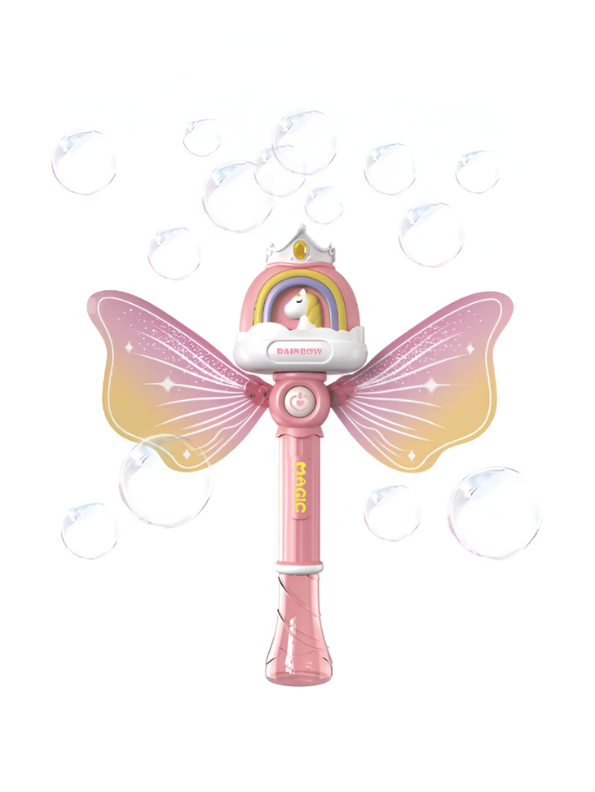 Angel Light Up Bubble Wand Toy for Kids | Flashing LED, Pink Fairy Wings & Music | Great Gift or Party Supply NX15767