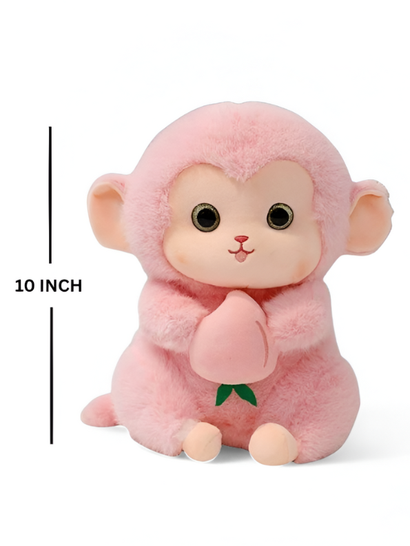 Pink - Cute Plush Monkey Stuffed Animal with Peach - Super Soft Toy Gift for Kids & Baby LMI14143
