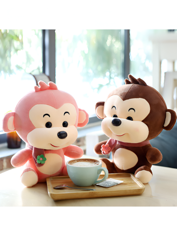 Happy Pink Monkey Plush Toy | Cuddly Stuffed Animal Soft Toy For Kids LMI14144
