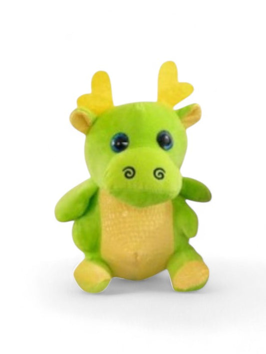 Cute Green Dragon Plush Toy with Antlers & Blue Eyes, Soft Stuffed Animal for Kids LMI11921
