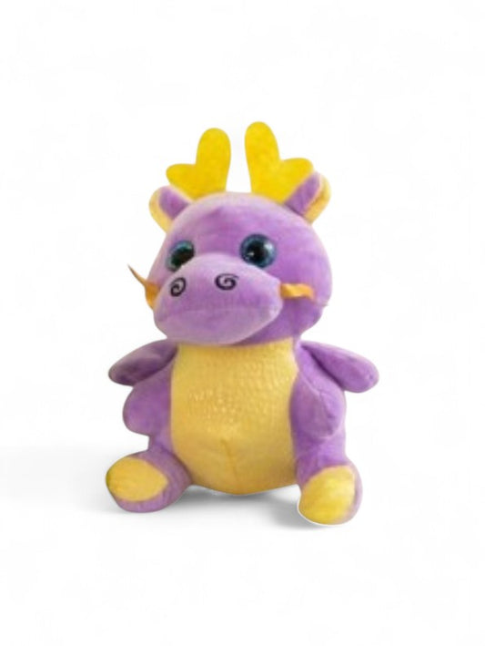 Cute Purple Dragon Plush Toy with Antlers & Blue Eyes, Soft Stuffed Animal for Kids LMI11921