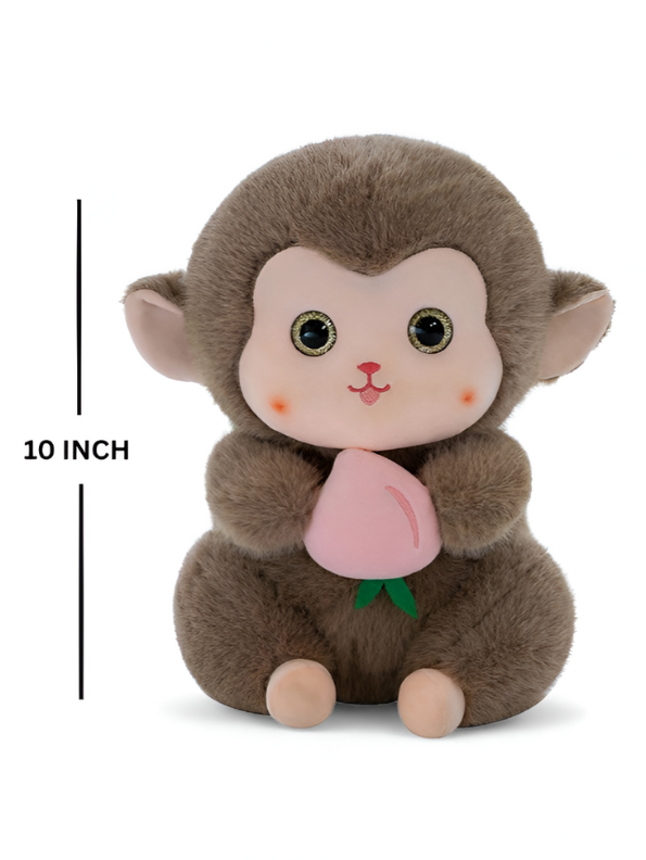 Grey - Cute Plush Monkey Stuffed Animal with Peach - Super Soft Toy Gift for Kids & Baby LMI14143