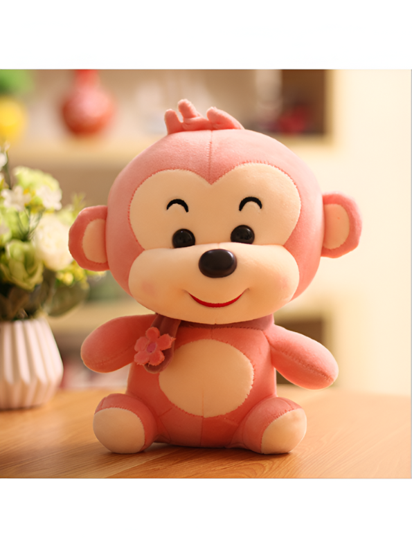Happy Pink Monkey Plush Toy | Cuddly Stuffed Animal Soft Toy For Kids LMI14144