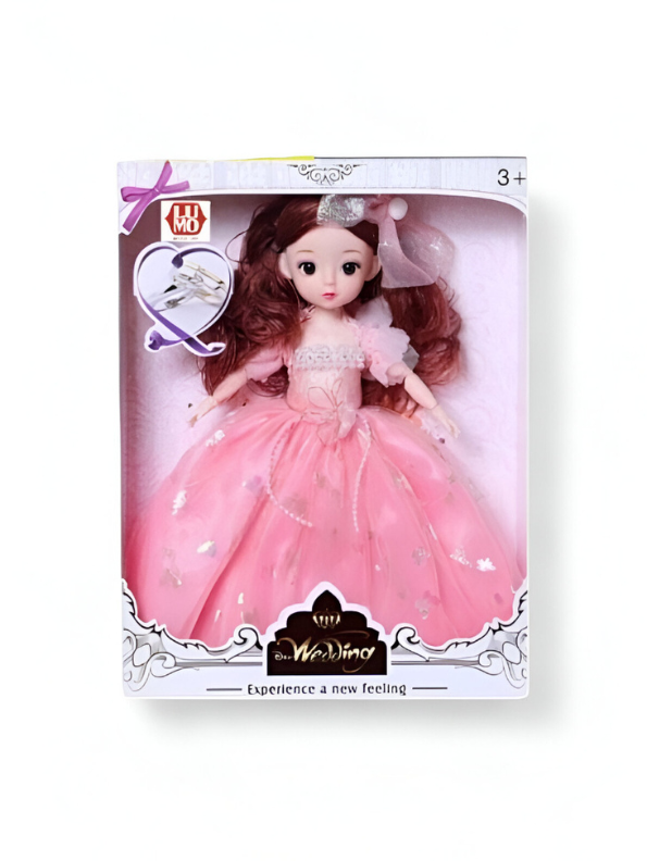 Elegant Princess Fashion Doll in Pink Ball Gown | Long Silver Hair Wedding Dress Toy LMI10448