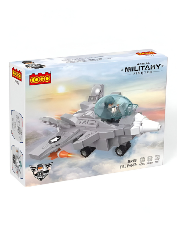 COGO Fire Fang Series 7917 – Aerial Military Fighter Jet Building Blocks Toy (265 Pieces) with Soldier Pilot Model, Suitable for Kids 6+ TV5835