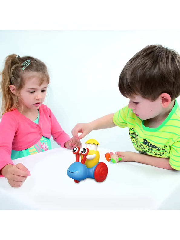 Blue - Push and Go Snail Toy with Winking Egg Rider | Rolling Baby & Toddler Motor Skills Toy LMI12712