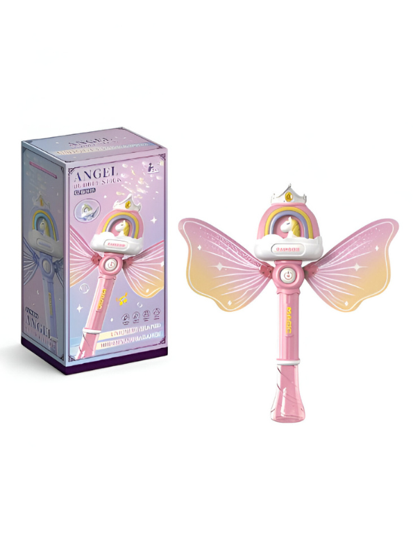 Angel Light Up Bubble Wand Toy for Kids | Flashing LED, Pink Fairy Wings & Music | Great Gift or Party Supply NX15767