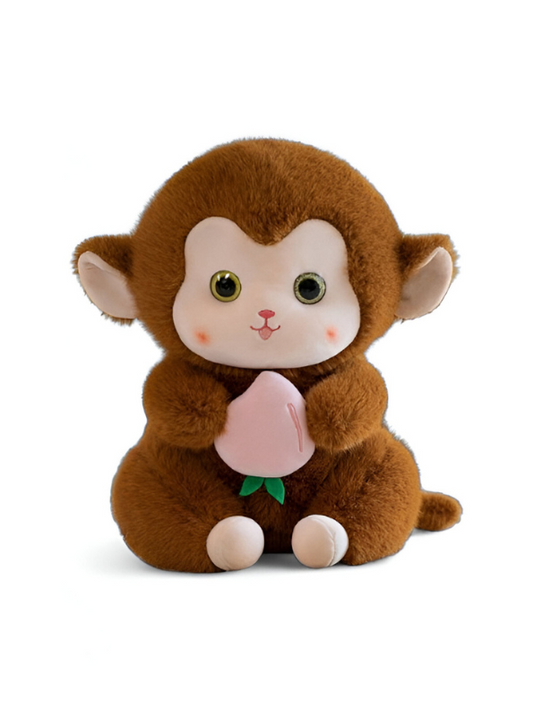 Brown - Cute Plush Monkey Stuffed Animal with Peach - Super Soft Toy Gift for Kids & Baby LMI14143