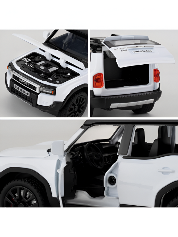 White Toyota Land Cruiser Prado Diecast Metal SUV Model | Pullback with Sound & Light Scale 1:32 TV5799