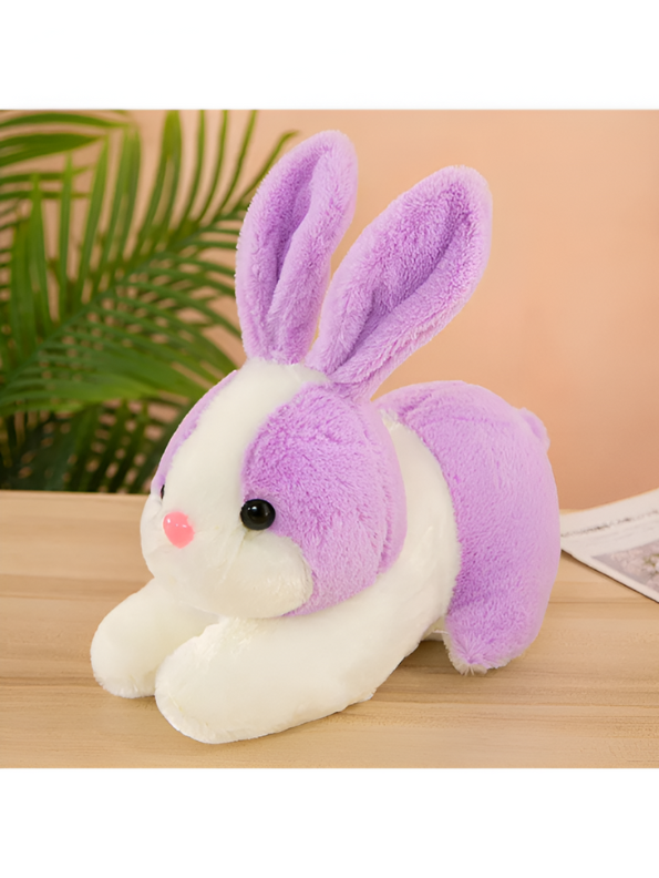 Cute Purple and White Bunny Stuffed Animal - Cuddly 8" Rabbit Soft Plush Toy for Kids LMI11102