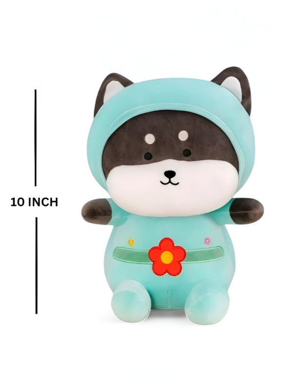 Cute Shiba Inu Dog Plush Toy in Frog Costume | Kawaii Stuffed Animal Soft Toy LMI14146