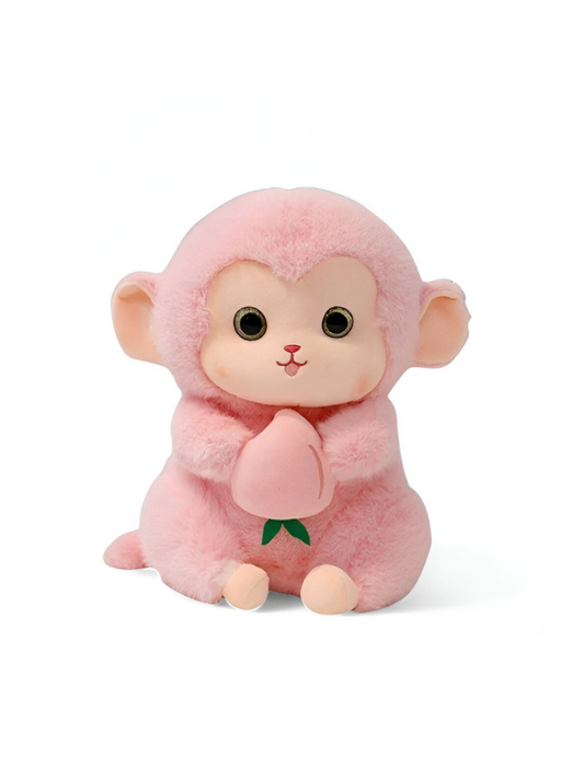 Pink - Cute Plush Monkey Stuffed Animal with Peach - Super Soft Toy Gift for Kids & Baby LMI14143
