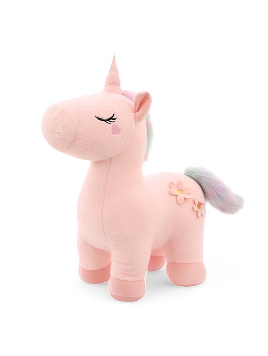 Pink - Dreamy Pink Unicorn Plushie for Children | Ultra-Soft Stuffed Toy with Pastel Rainbow Hair LMI12216