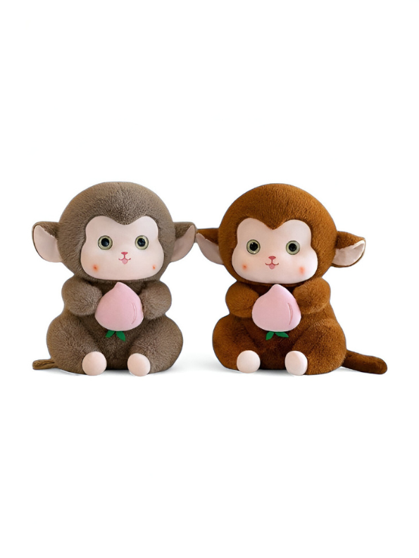 Grey - Cute Plush Monkey Stuffed Animal with Peach - Super Soft Toy Gift for Kids & Baby LMI14143