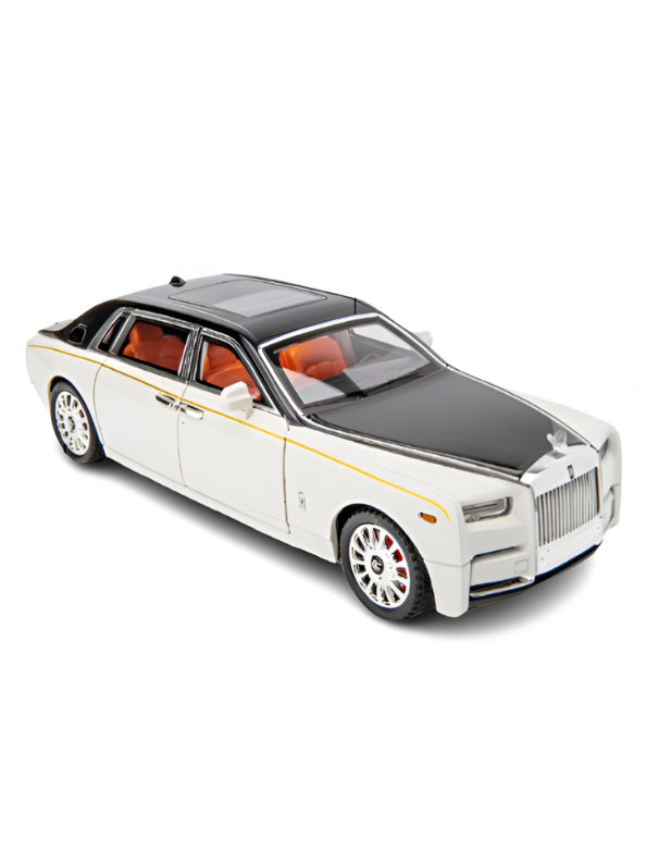 White & Black Rolls-Royce Phantom Diecast Model Car 1:18 Scale | Luxury Sedan Toy with Lights & Sound LMI15603