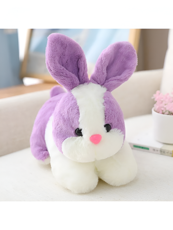Cute Purple and White Bunny Stuffed Animal - Cuddly 8" Rabbit Soft Plush Toy for Kids LMI11102