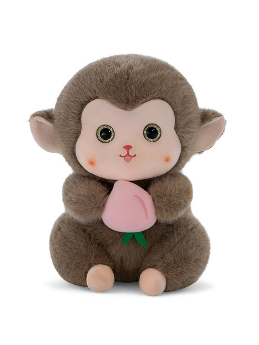 Grey - Cute Plush Monkey Stuffed Animal with Peach - Super Soft Toy Gift for Kids & Baby LMI14143