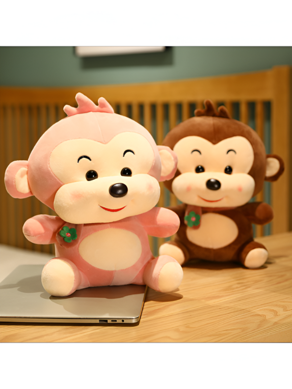 Happy Pink Monkey Plush Toy | Cuddly Stuffed Animal Soft Toy For Kids LMI14144