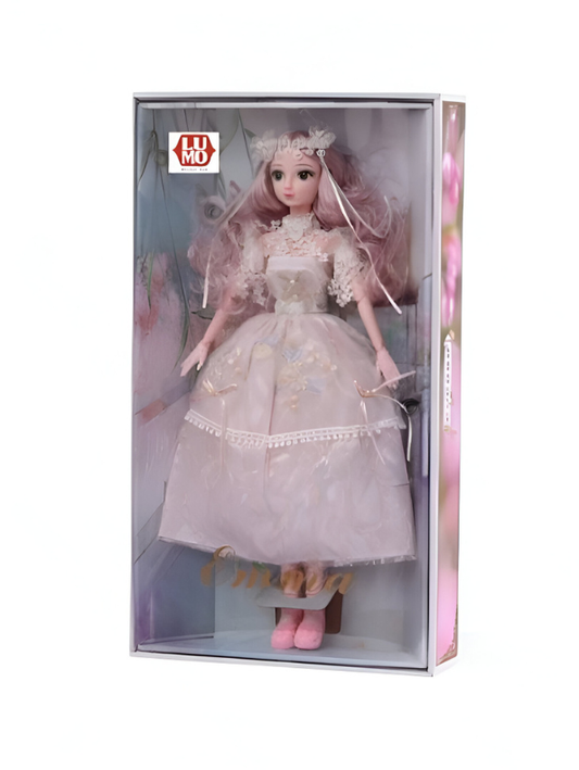 Collectible Fantasy Princess Doll with Pastel Pink Hair | Elegant Fairy Wedding Dress Toy LMI10475