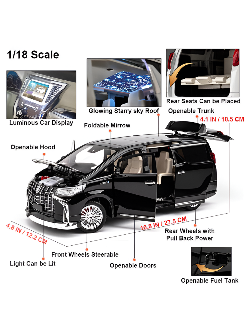 Toyota Alphard Hybrid Diecast Model Car 1:18 Scale | Premium Luxury MPV Toy for Collectors LMI15768