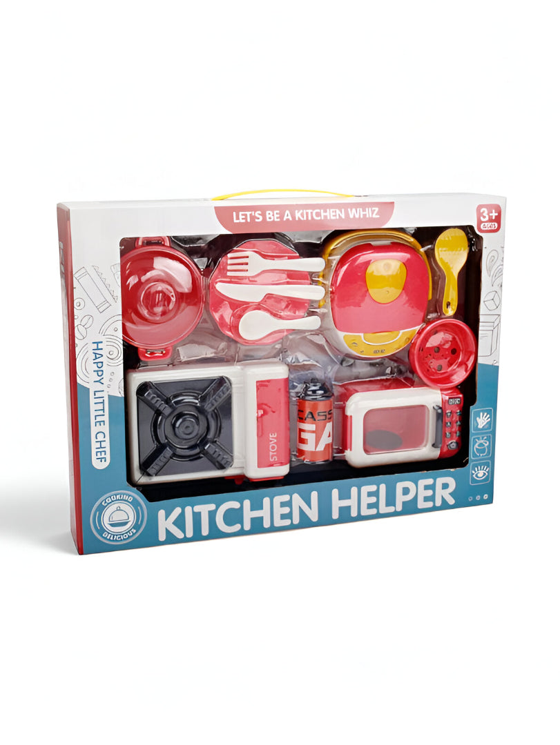 Kids' Kitchen Helper Toy Set with Stove, Microwave & Cookware | Pretend Play LMI15257