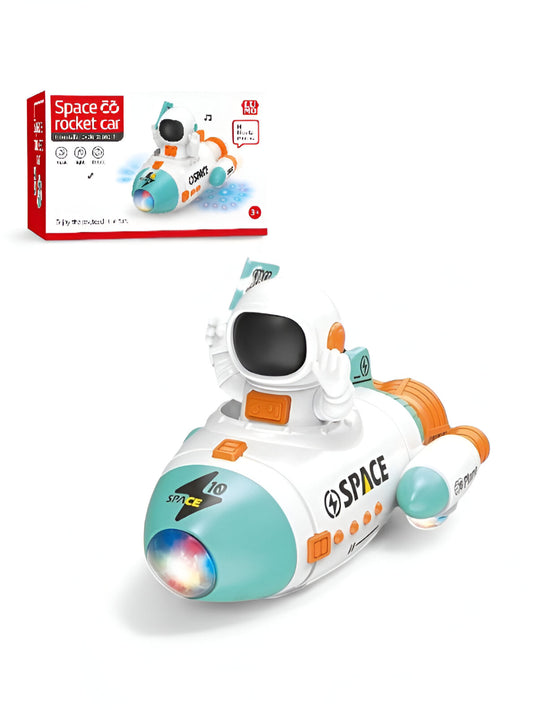 Bump-and-Go Astronaut Space Rocket Car Toy with Flashing LED Lights and Sounds LMI15174